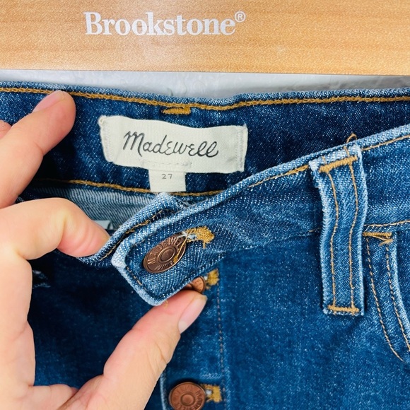 Madewell Button Down Skirt Denim Mini Stretch Straight Size 27 - Picture 4 of 7